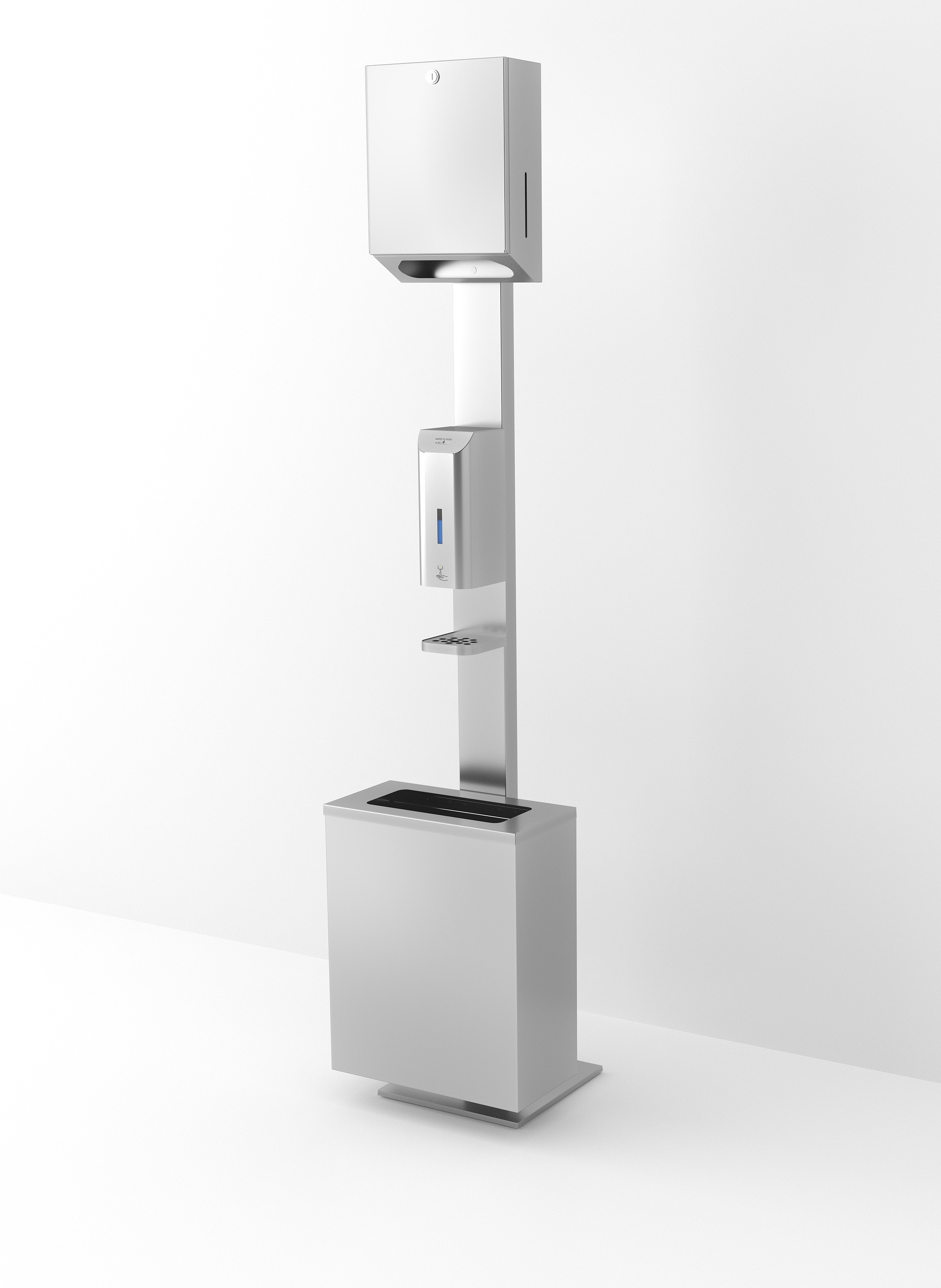 Dezinfekční stojan se zásobníkem papírových ručníků a košem, 4x1,5V C (KSD-01)